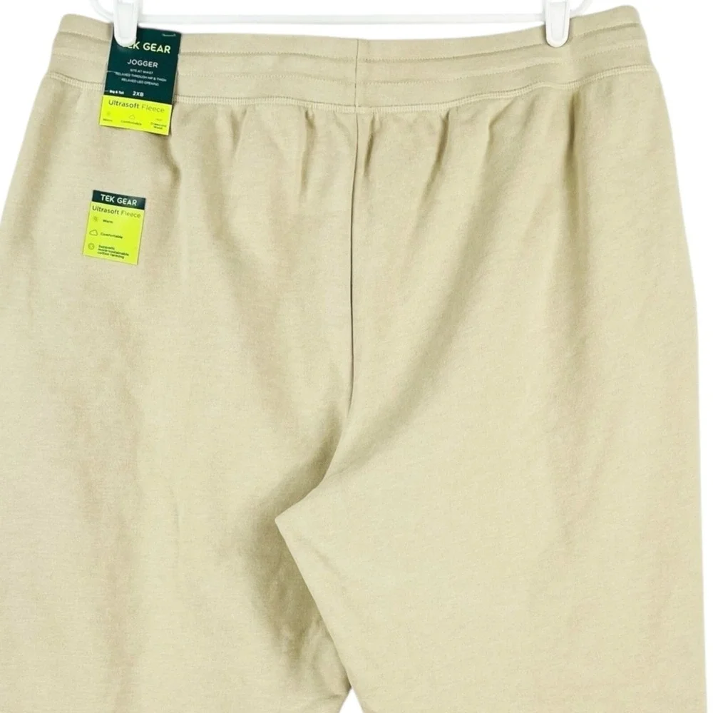 Tek Gear Men's Ultrasoft Fleece Beige Jogger Pants Big Tall Size 2XB Relaxed NWT